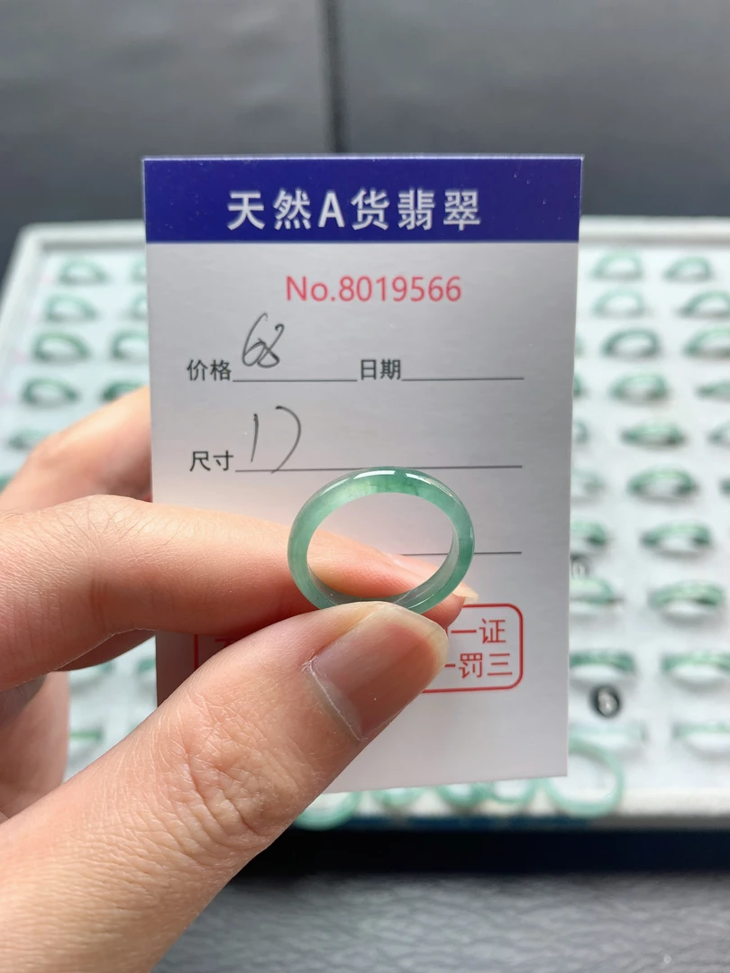 天然翡翠A货戒圈意境飘绿9566翡翠戒指