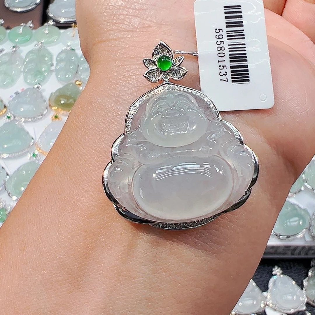 吊坠(不含链)18K金镶嵌翡翠佛公