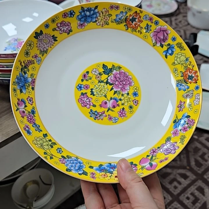 瓷片微瑕珐琅彩万花8寸4个深盘66666