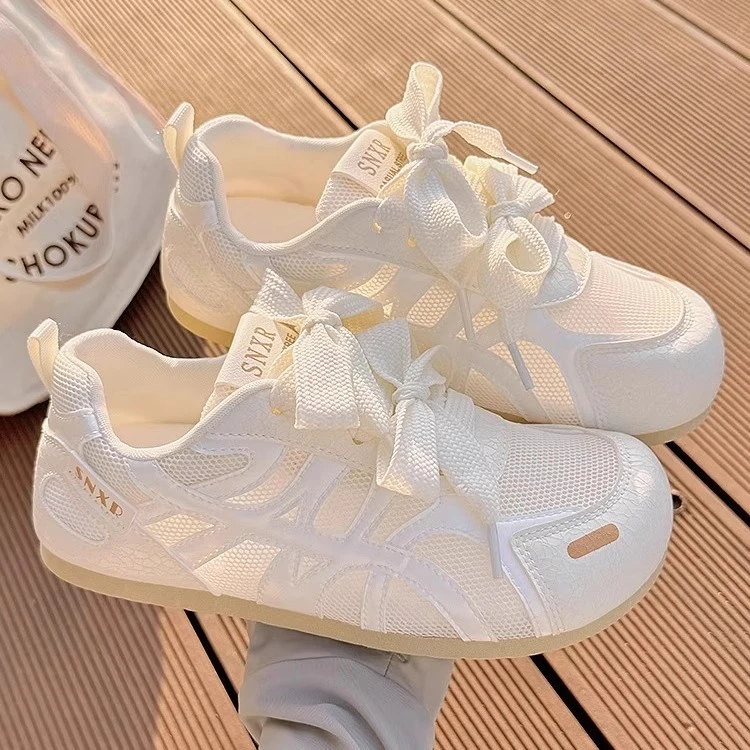 啄木鸟小白鞋女款鞋子新款夏季透气网面薄款软底不累脚休闲运动鞋