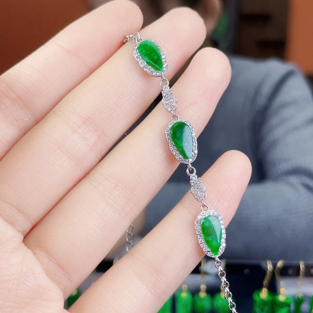 翡翠银S925镶嵌耳饰