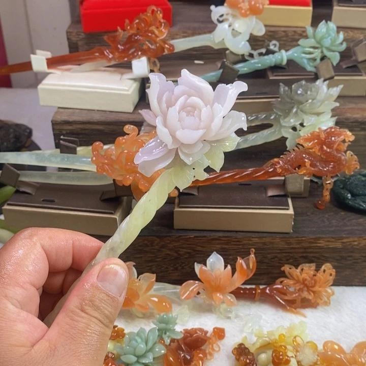 蛇纹石玉合金发饰