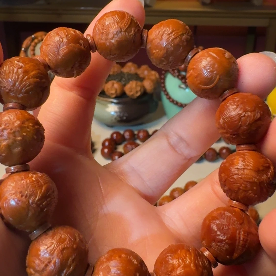 橄榄核手串/手链手工正圆风景