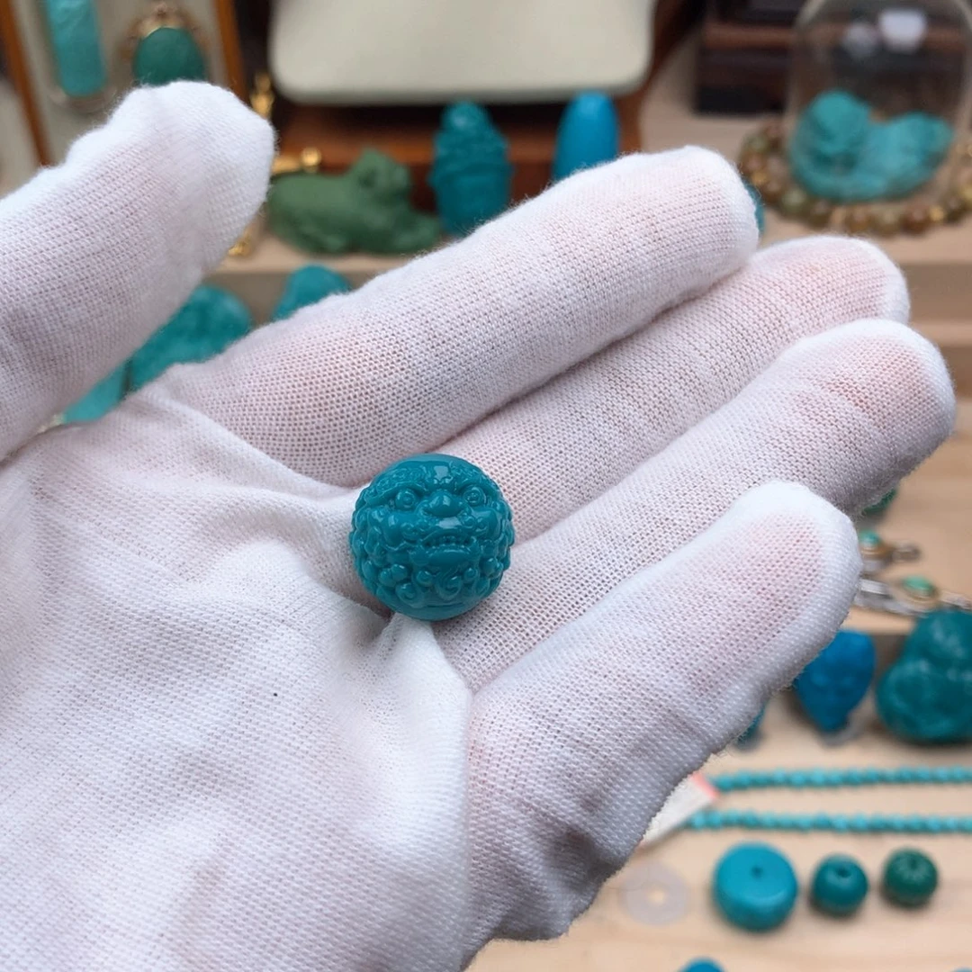 绿松石未镶嵌绿松石兽珠