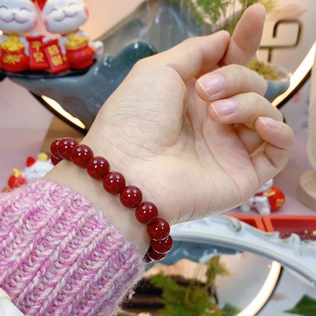 915高瓷深红卡10MM手工串珠DIY素圈手串女永不掉色