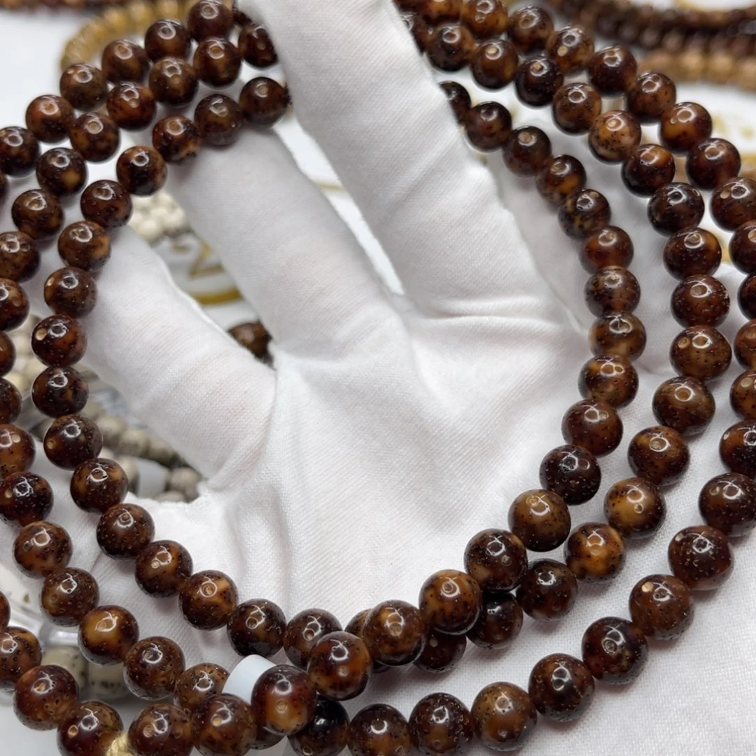 星月菩提吊坠8圆珠黑金果冻