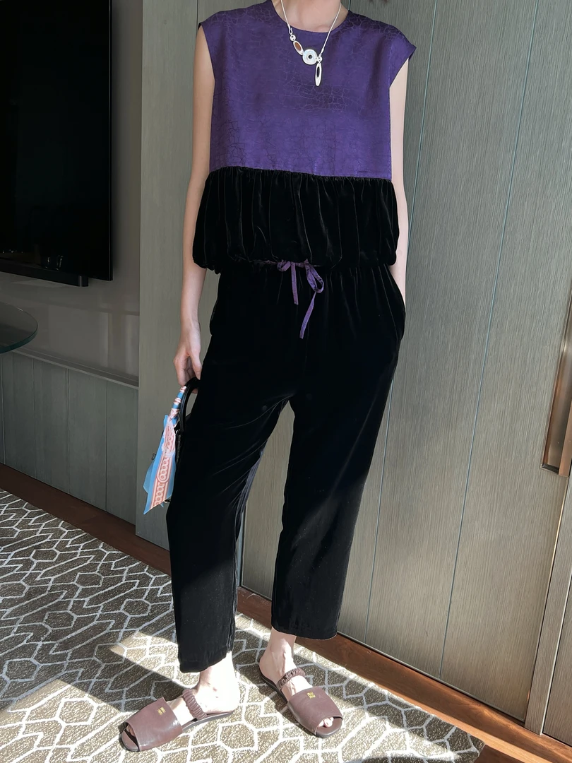 【卡文集KAWENJI】定制撞色腰丝绒休闲裤