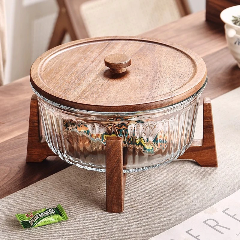 新中式玻璃干果盘家用客厅茶几坚果盘密封高档零食糖果收纳盒果盘