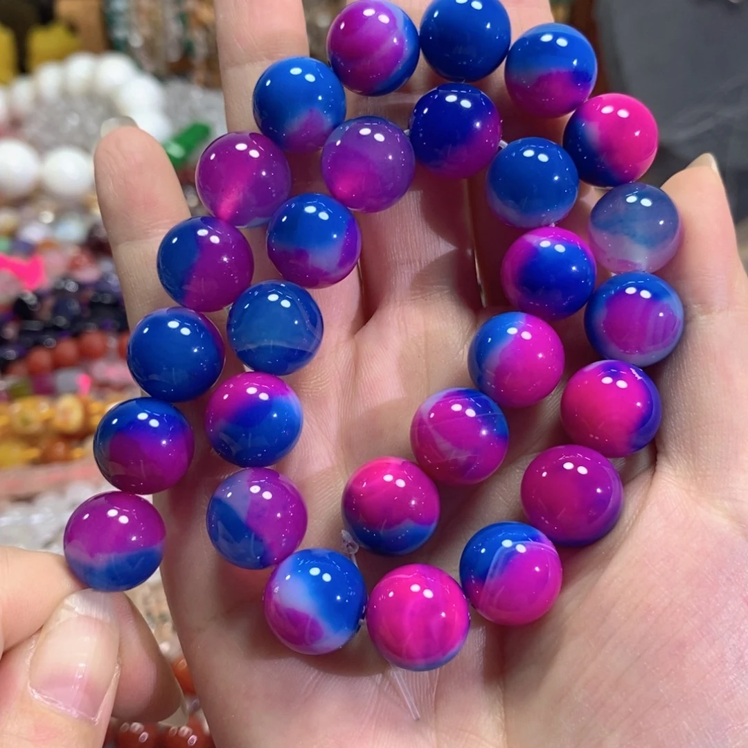玛瑙/玉髓未镶嵌珠宝半成品地球玛瑙一条卡14mm