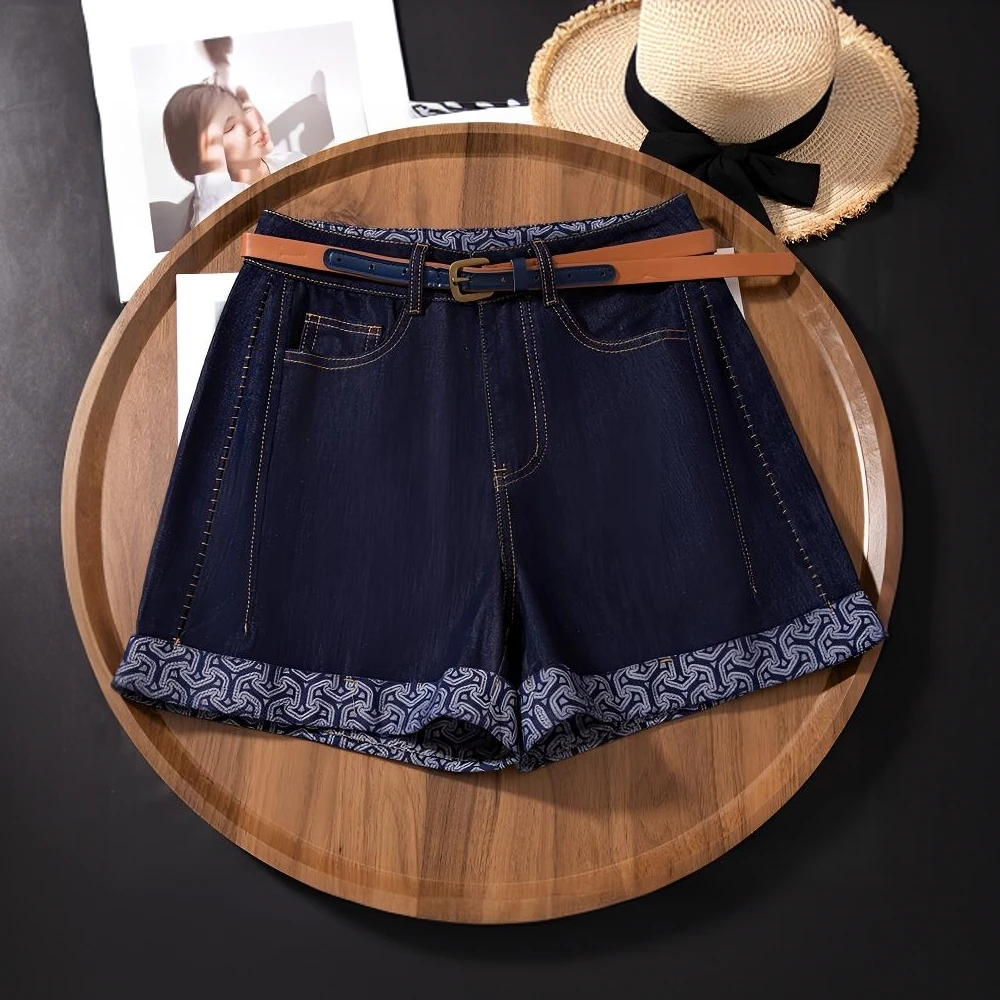 夏日清凉舒适牛仔阔腿短裤女2025新款高腰宽松小个子百搭外穿热裤