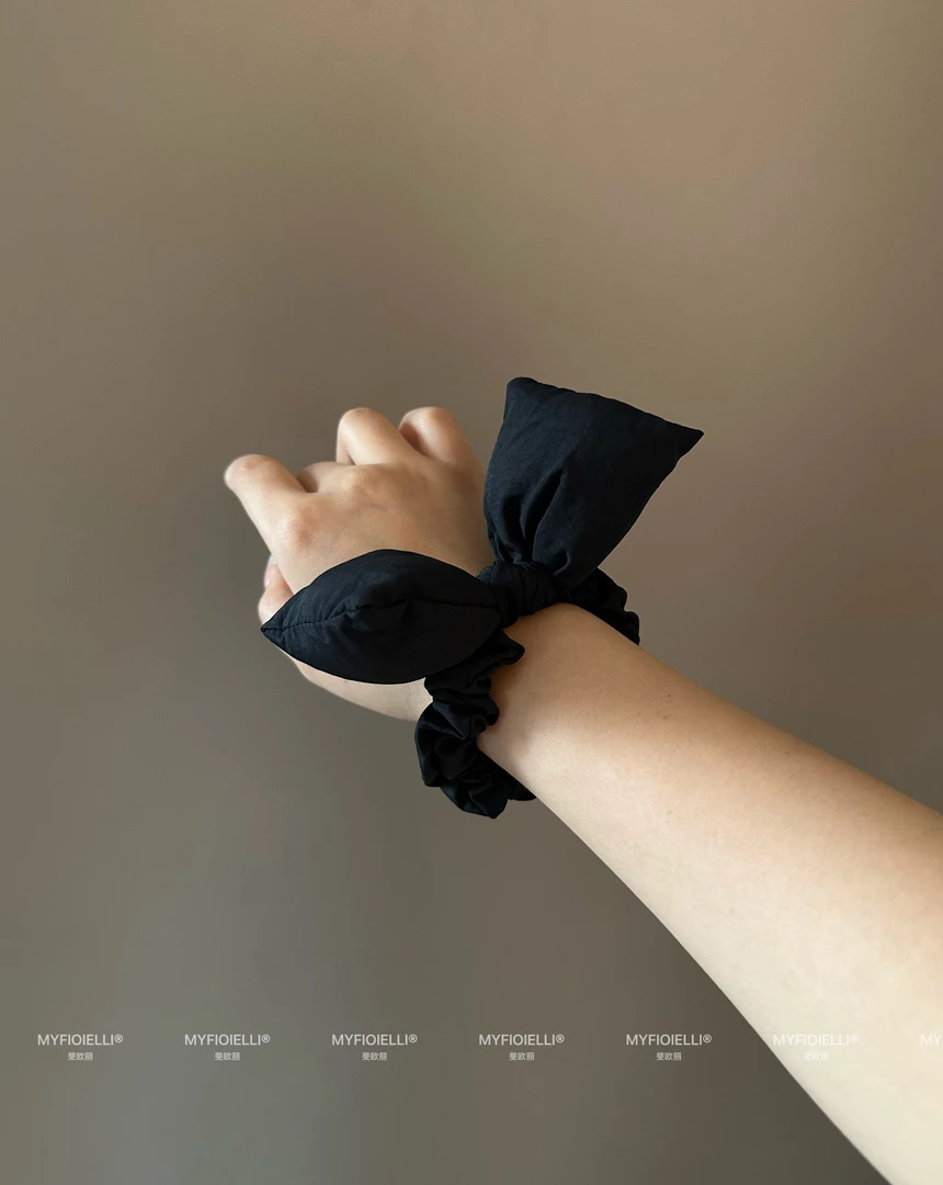「MyFioielli｣充棉风衣面料蝴蝶结发圈~百搭简约扎丸子头马尾FQ120