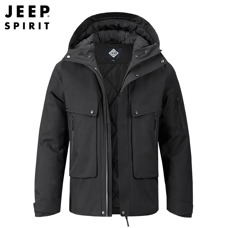 JEEP SPIRIT 吉普加棉夹克男士大码外套秋冬休闲保暖连帽百搭上衣