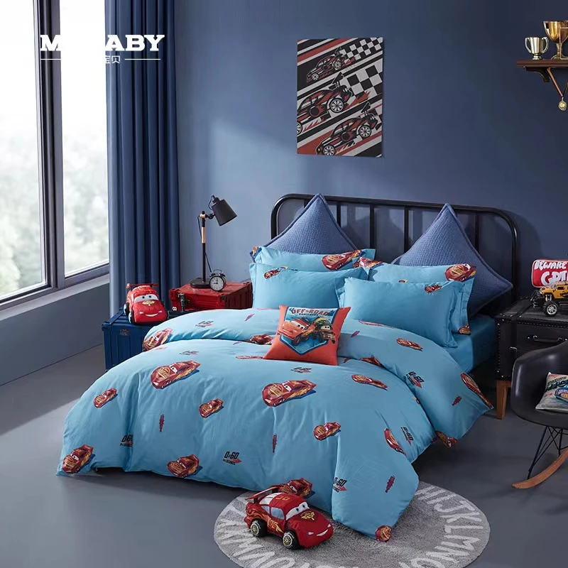 梦洁宝贝儿童家纺四件套纯棉床上用品三件套男孩被套飓风音速