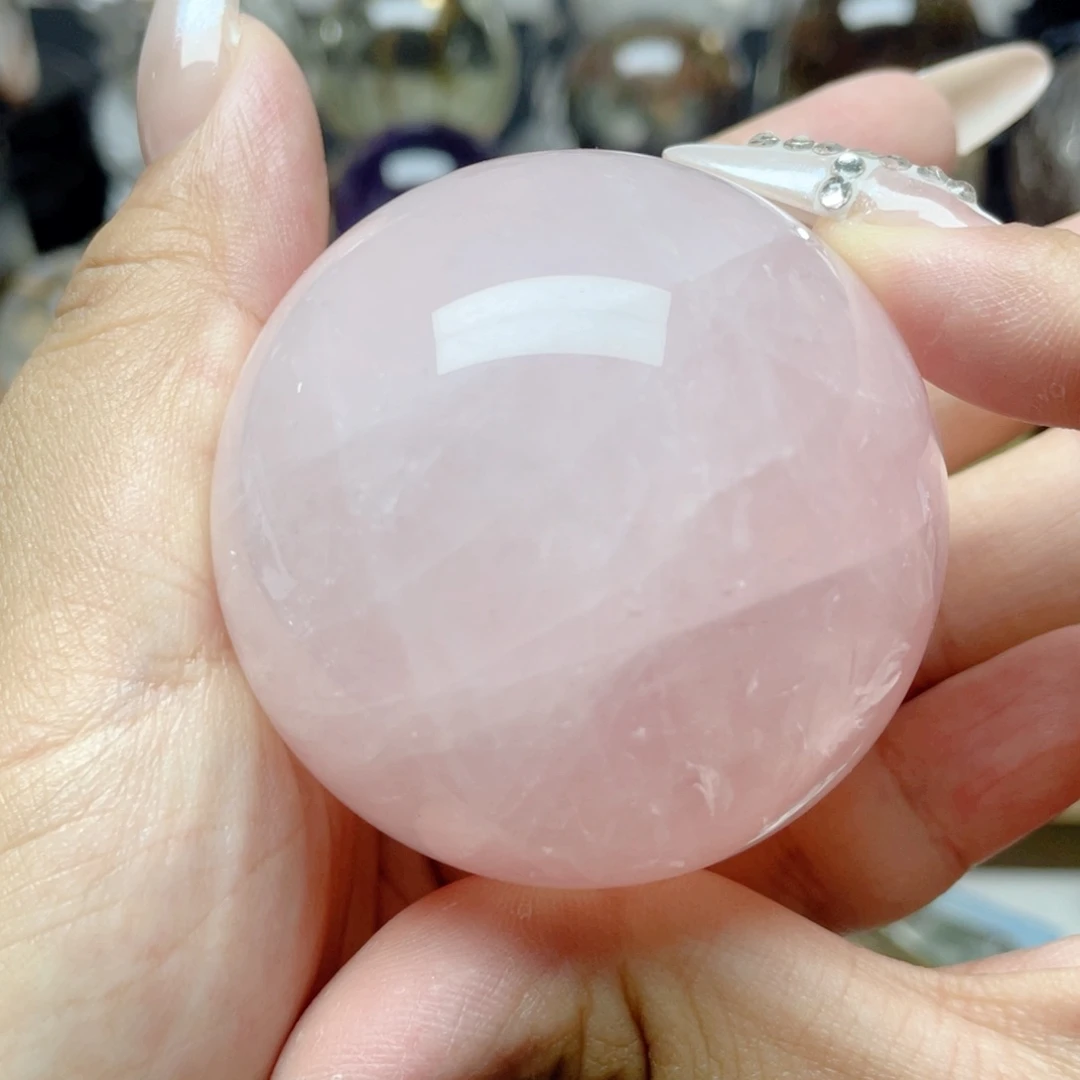 水晶珠宝半成品未镶嵌粉晶球