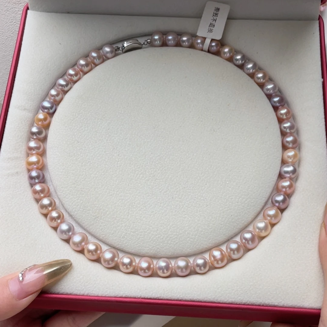 淡水珍珠银S925镶嵌颈饰康*馨9-10