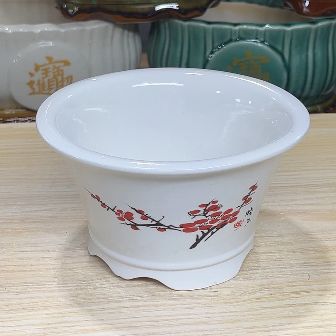 陶瓷绿植多肉微瑕贴花盆口径15*9