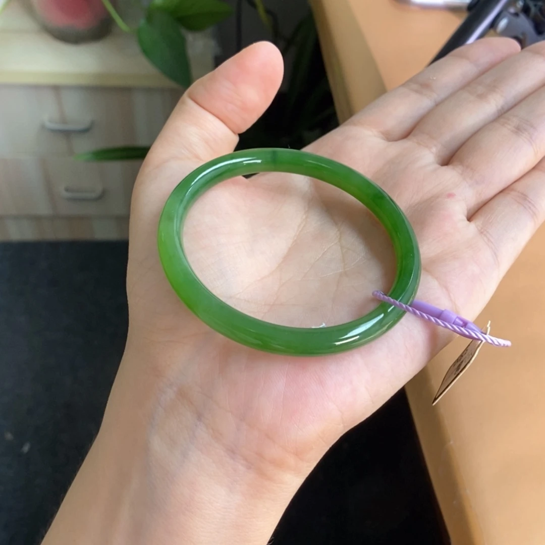【闪购商品】和田玉（碧玉）手镯未镶嵌5051阳绿微瑕