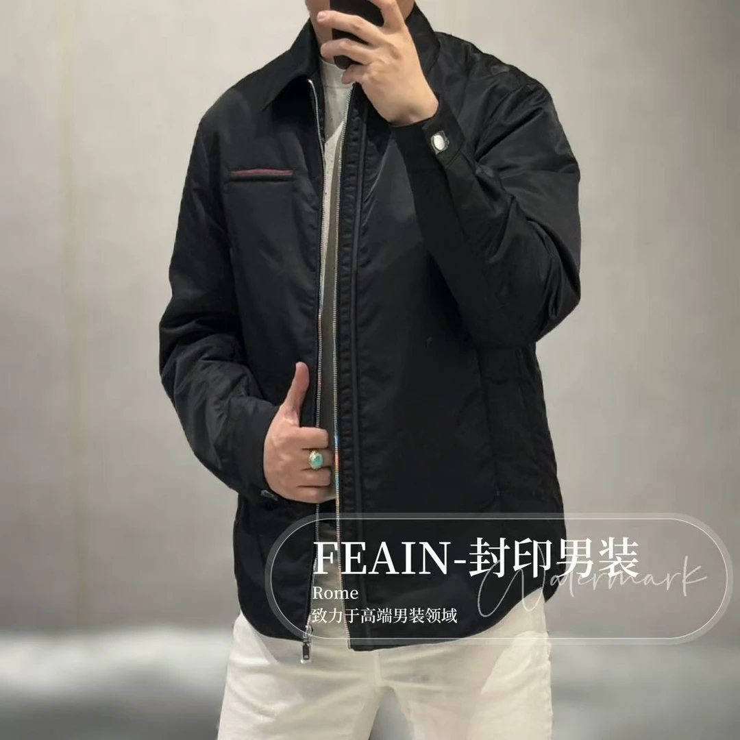 【鹅绒拼真皮】高端男士鹅绒服绵羊皮拼接一手长风衣67693