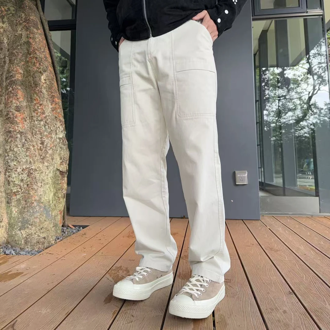 KUZ 阿苏特染水洗美式工装裤秋冬350克纯棉水洗做旧直筒休闲裤