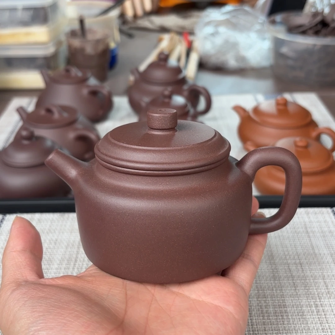 紫砂茶壶半手工老紫泥德钟壶250cc