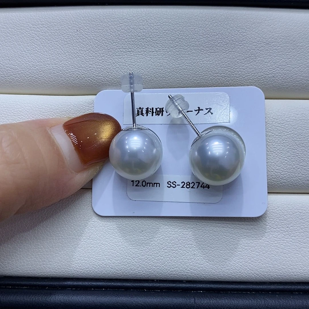 不****海水珍珠耳饰18K金镶嵌12到13点位澳白