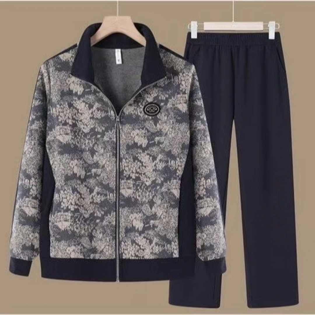 2025新款春装宽松两件套女装休闲时尚运动长袖宽松简约妈妈装