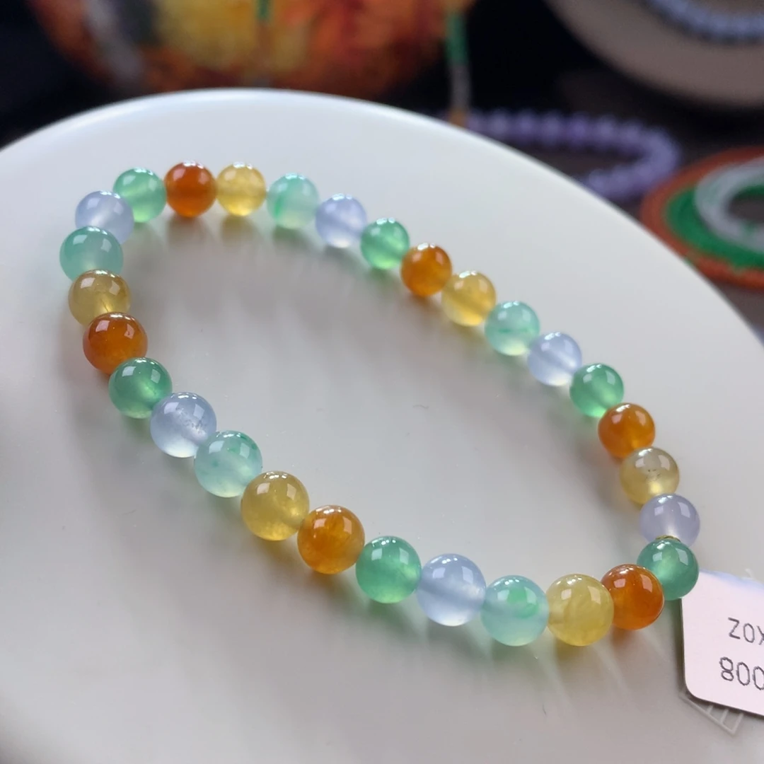 未镶嵌手链翡翠冰起胶浓彩多宝糖果手链卡6~6.4