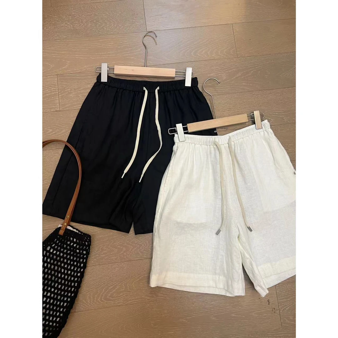 JOJO/玖了个玖 2024夏款 H版简约不简单棉麻中裤短裤 2405B1783