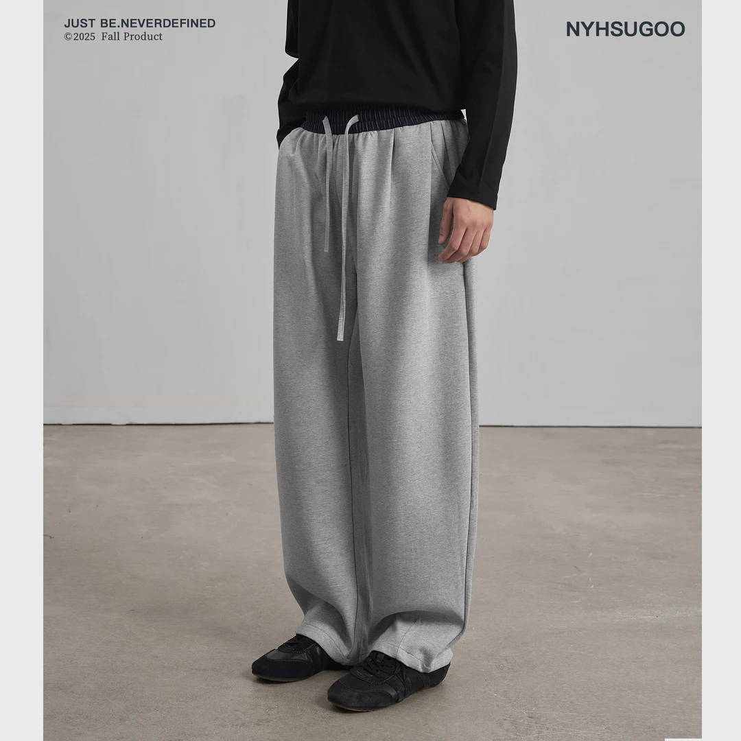 NYHSUGOO/南乙秋冬重磅360g牛仔拼接腰头休闲卫裤3887男士直筒