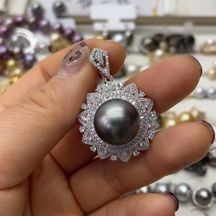 海水珍珠吊坠(不含链)银S925镶嵌