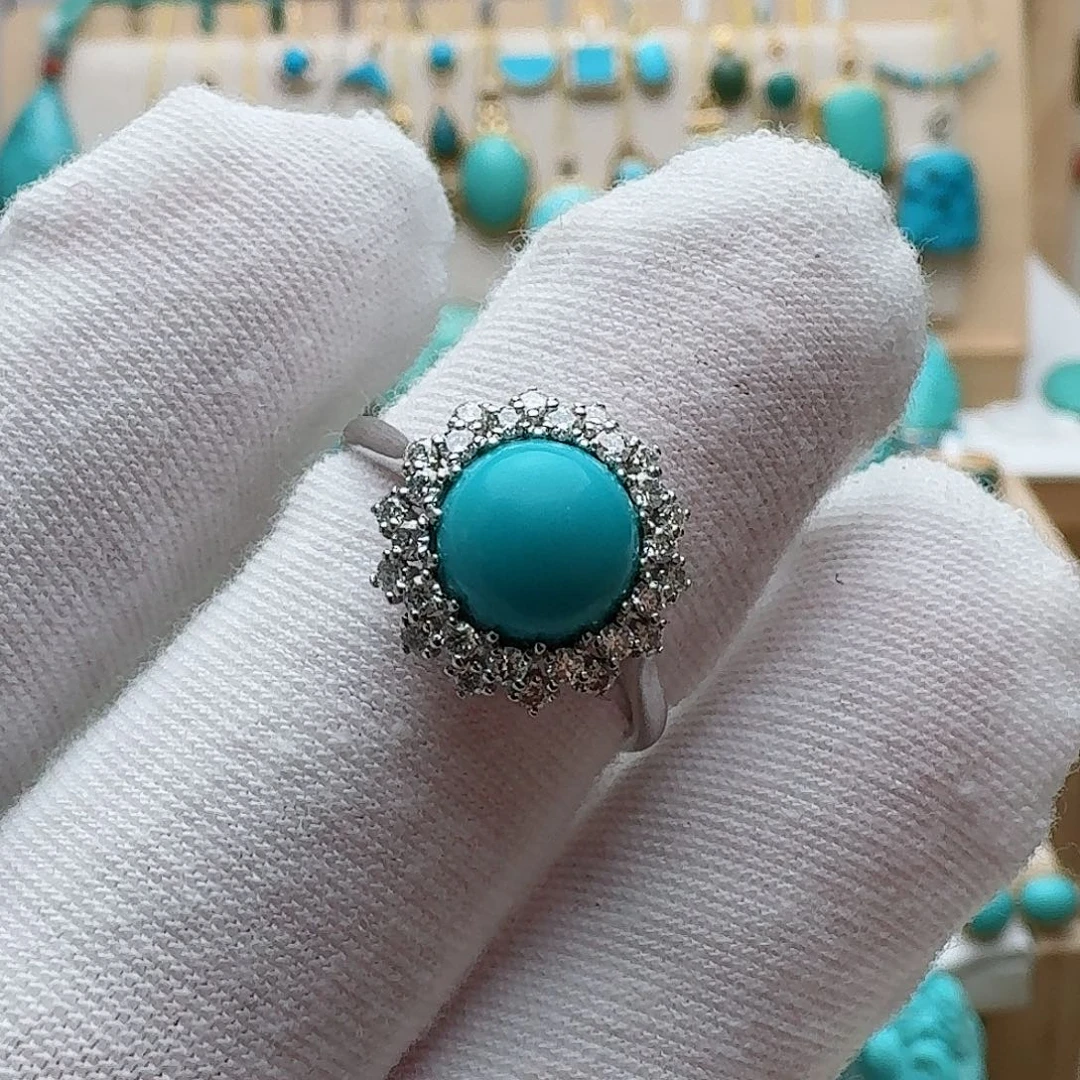 绿松石珠宝奇石银S925镶嵌