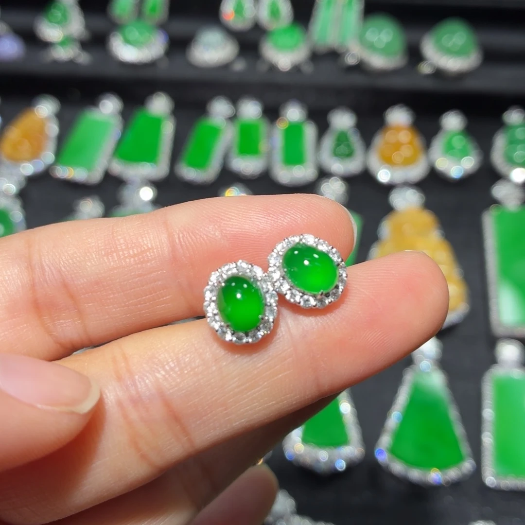 翡翠18K金镶嵌吊坠(不含链)104号