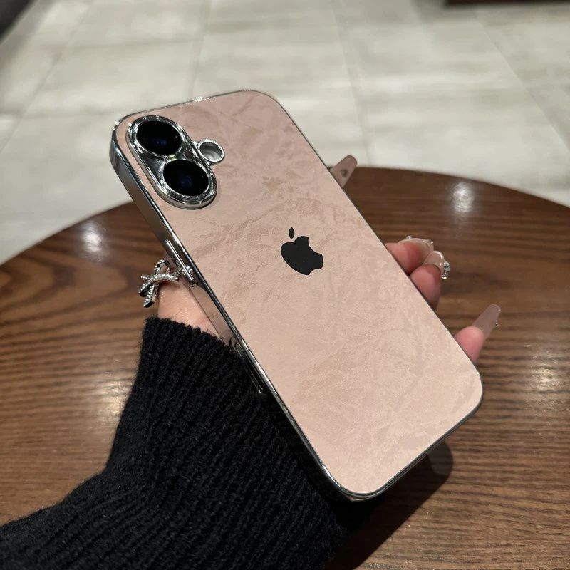 复古风褶皱纹适用苹果16promax手机壳简约iPhone15个性14创意13潮