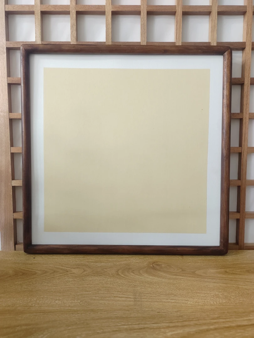《到手2个》38*38胡桃色榫卯实木画框～送有机玻璃，5张生宣卡纸，背板