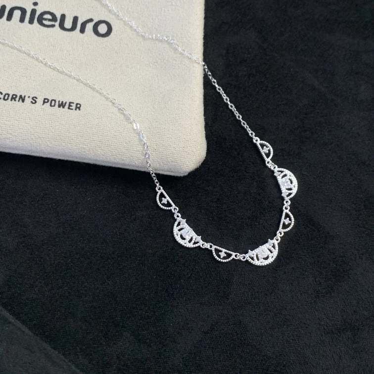 坠链均925银锆石 通用无镀层纯银百搭拼接时尚坠链个性