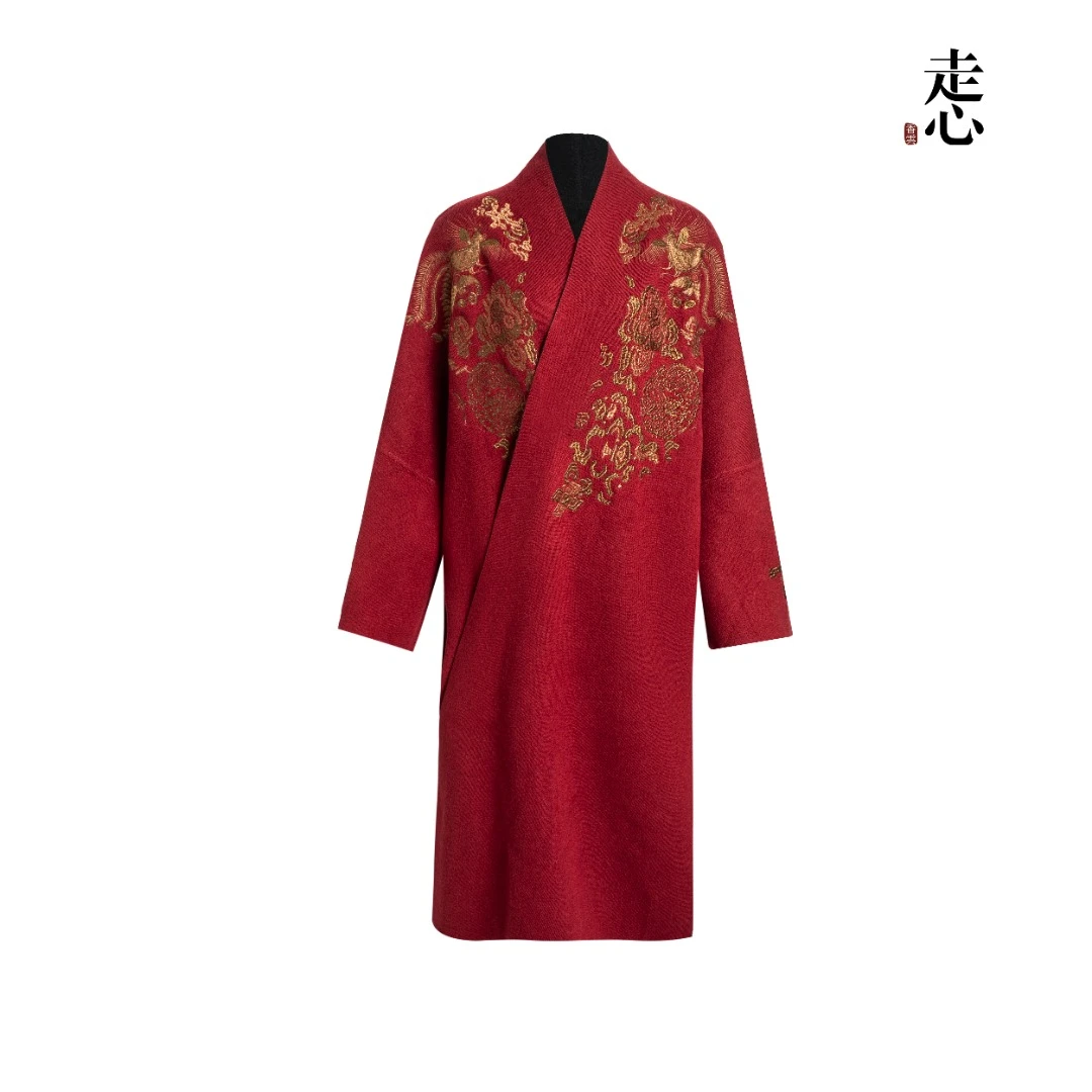 【走心非遗香云纱】山海经 羊绒长外披24Z23034-ZX 克重1110