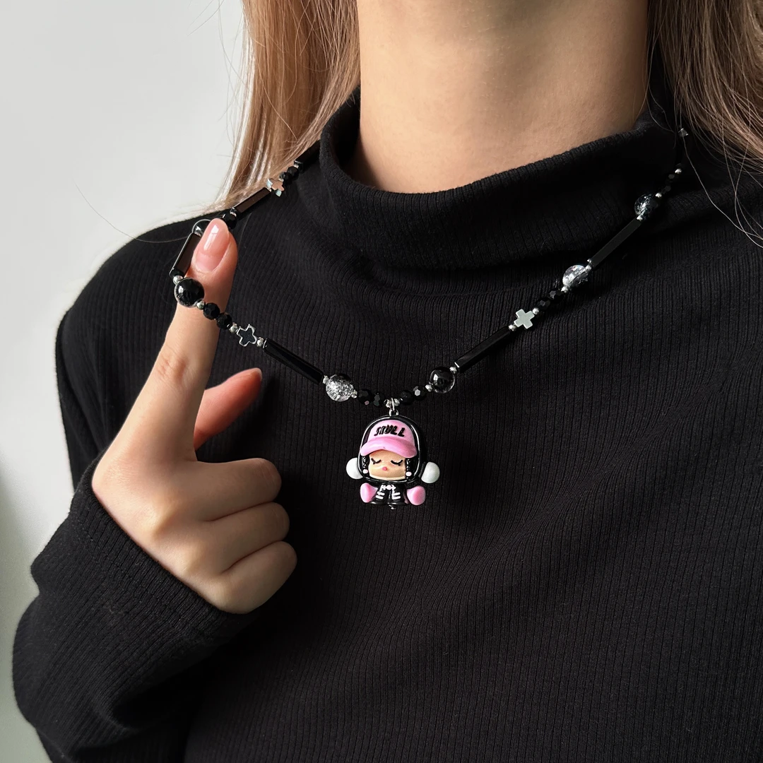 合金亚克力项链 X5619-1可爱高级感精致轻奢时尚卡通玩偶项链小众