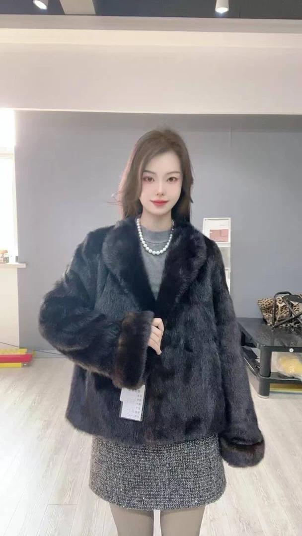 青果领新款挽袖冬季大衣女士气质时尚款外套