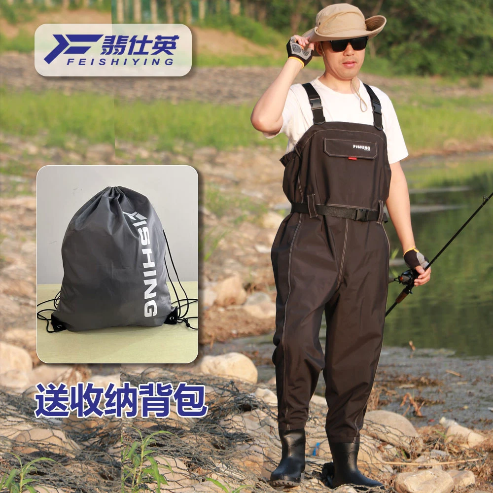 翡仕英塔丝隆加强版涉水裤路亚全身下水裤溪流钓鱼抓鱼服轻便连体