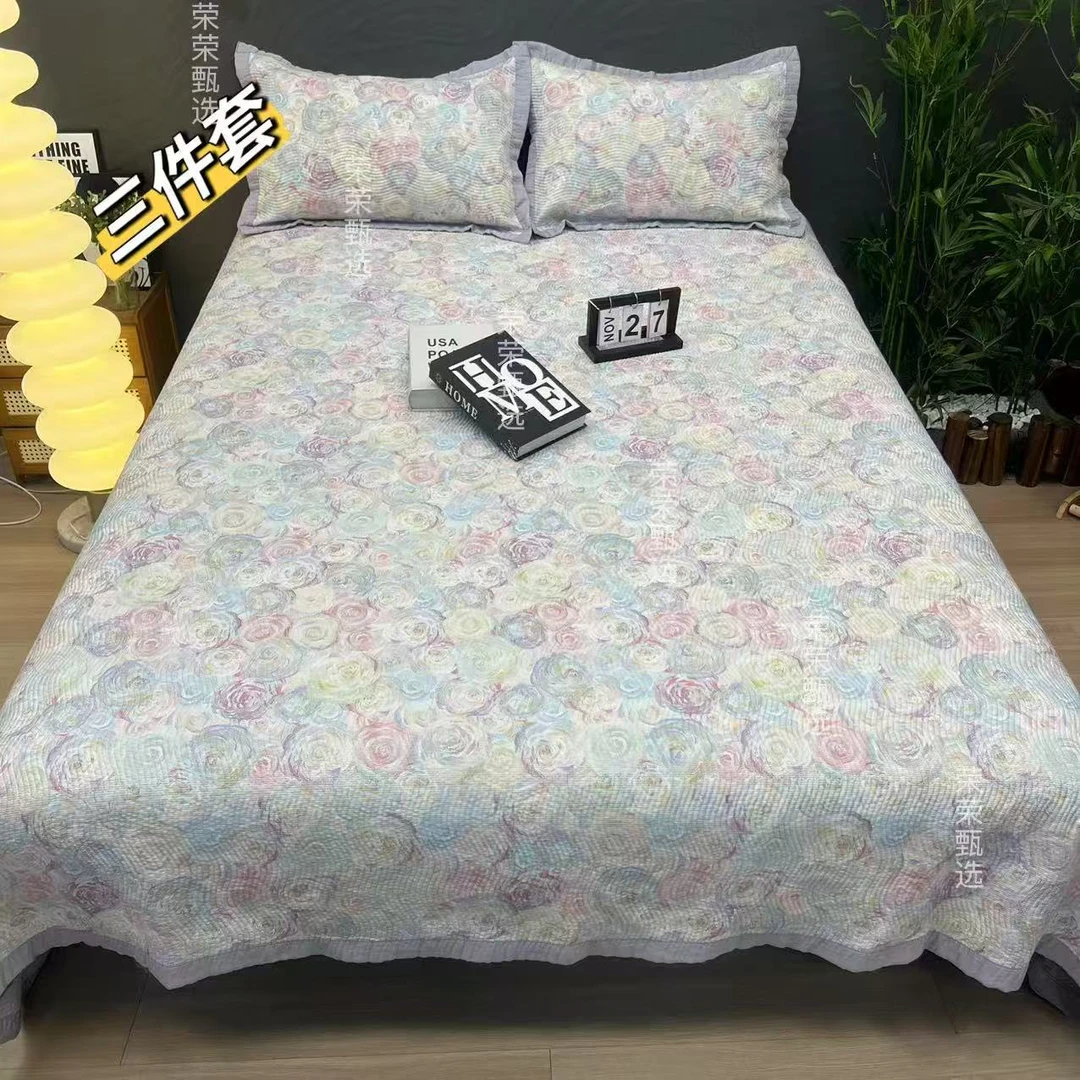 【RR荣荣】玫瑰物语-莱赛尔天丝圆角床盖三件套230*250枕套48*74