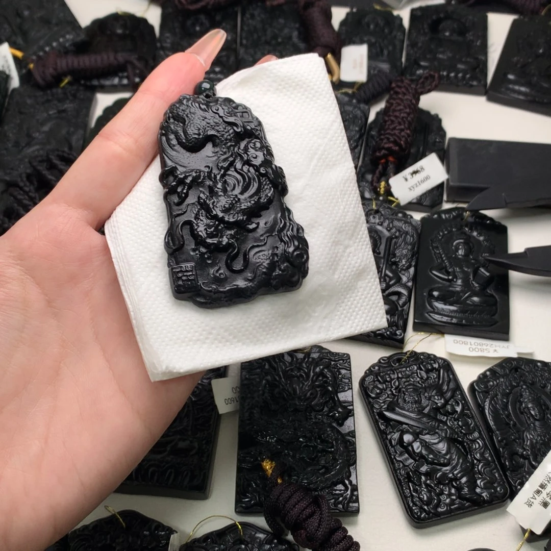 天然缅甸a货钢琴黑挂件