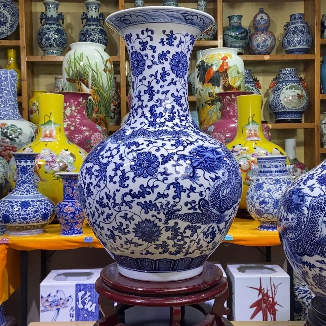 回***绒瓶景德镇陶瓷花瓶摆件