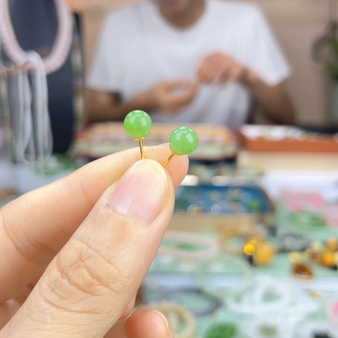 和田玉银S925镶嵌耳饰卡6