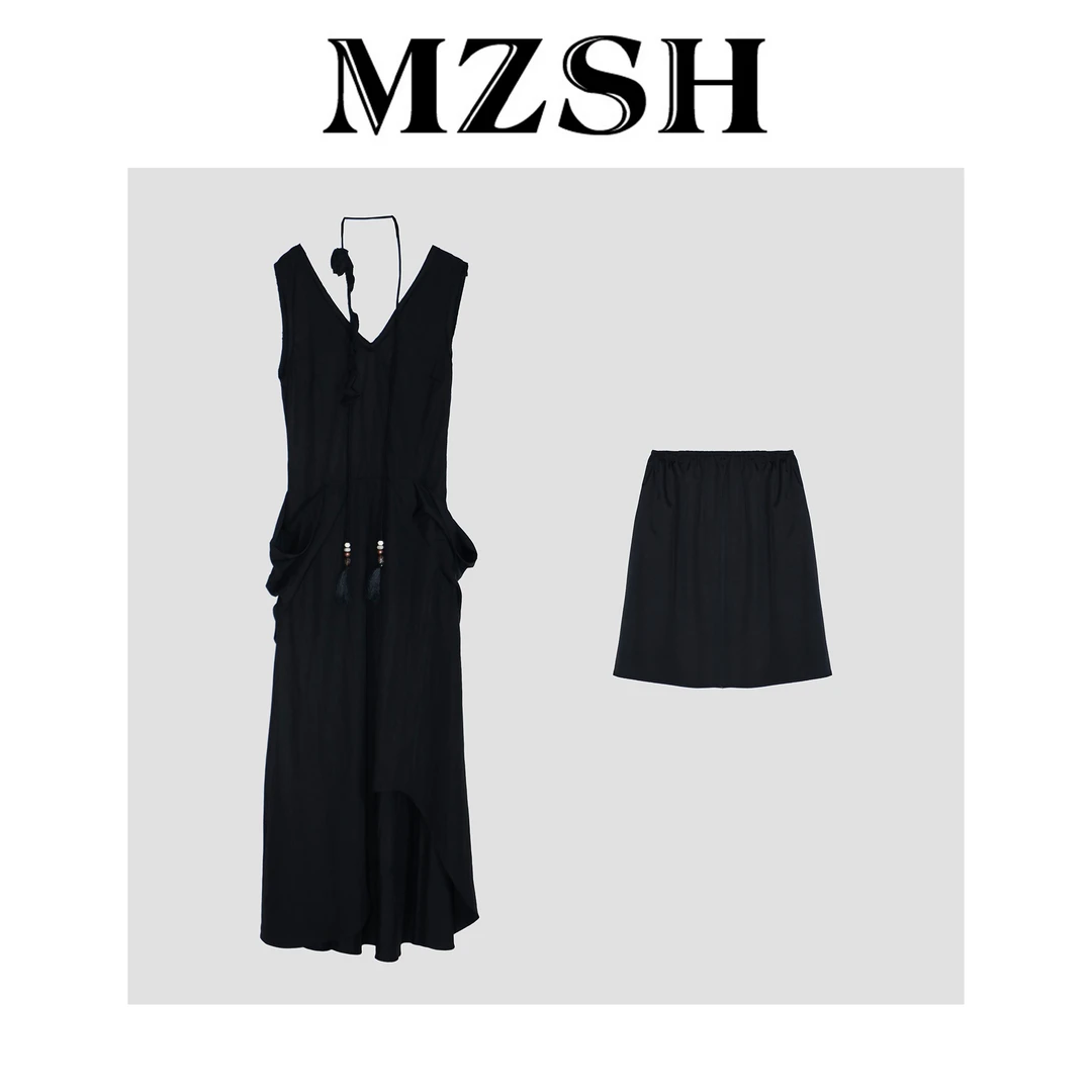 【MZSH】气质时髦解构V领无袖背心连衣裙DLMZSH61101