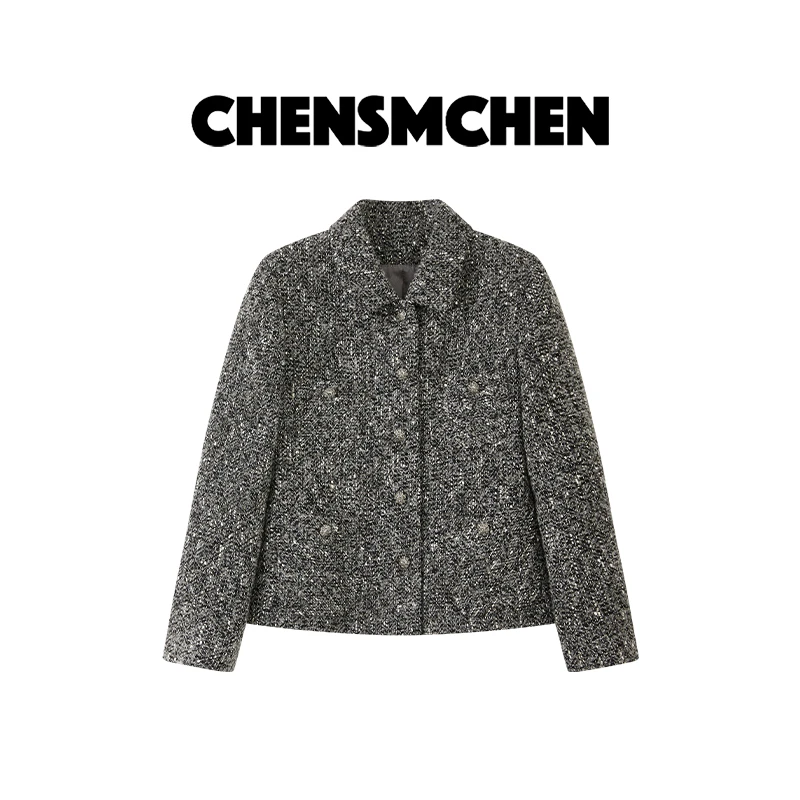 CHENSMCHEN 收腰粗花呢小香外套女时尚优雅气质显瘦上衣CSW9088QQ