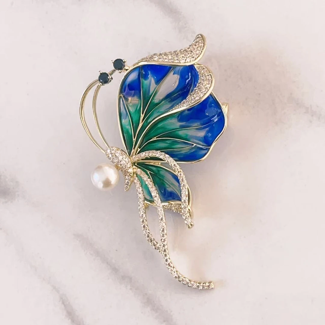 kasiya/卡思雅 铜合金珐琅胸针 时尚百搭珐琅蝴蝶胸针