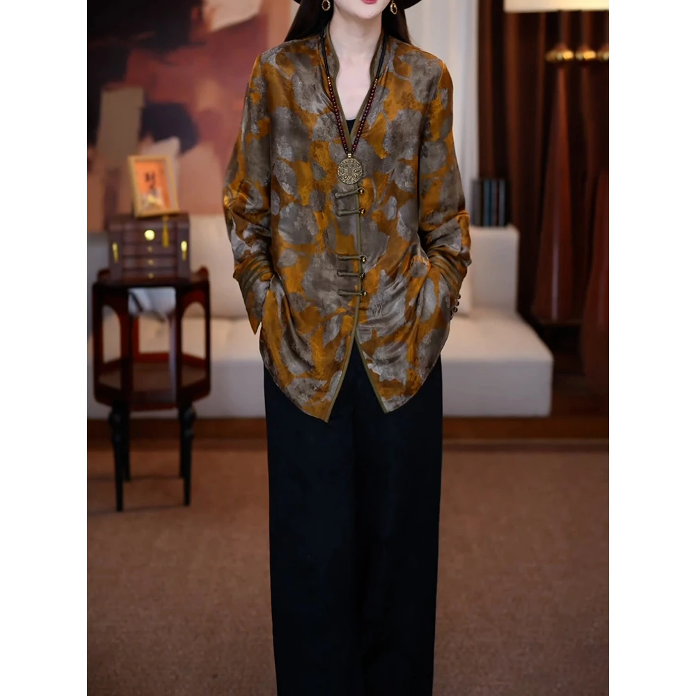 新中式高级感时尚套装2025秋季新款宽松显瘦气质国风衬衫+阔腿裤