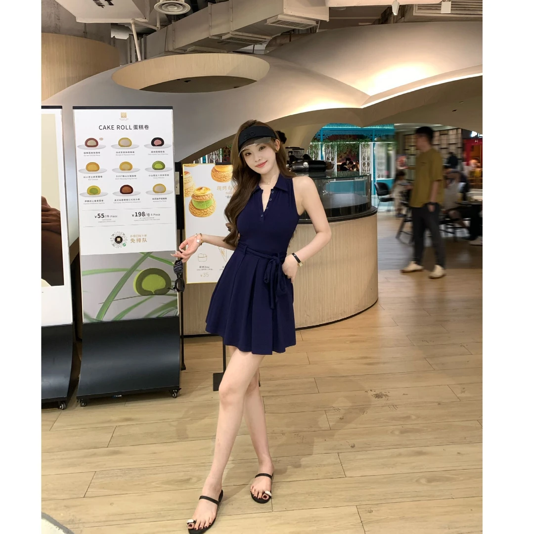 SZA【轻甜夏日】2025夏季新款高级感气质弹力收腰短款连衣裙A-2072