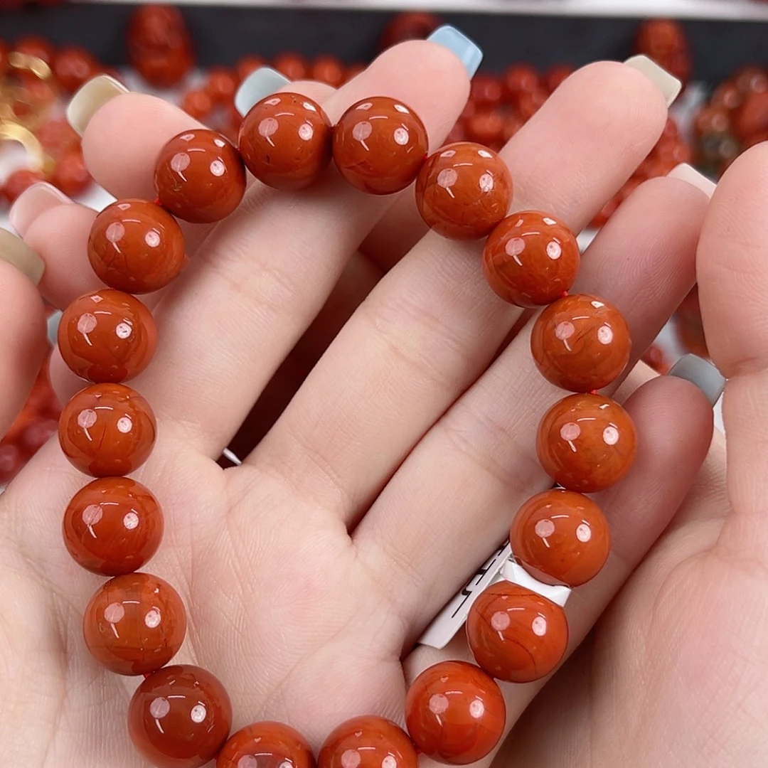 南红玛瑙未镶嵌瓦西柿子红满肉11mm手串