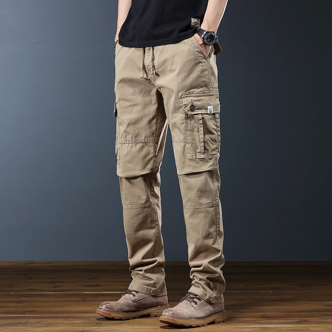 2025夏季潮流美式复古束脚工装百搭男士工装裤多口袋薄款休闲裤